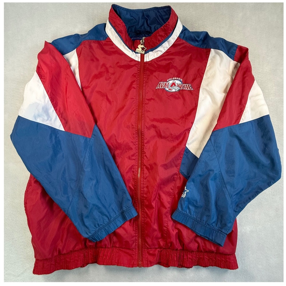 Vintage Starter Colorado Avalanche NHL Windbreaker Jacket Red Blue White Large